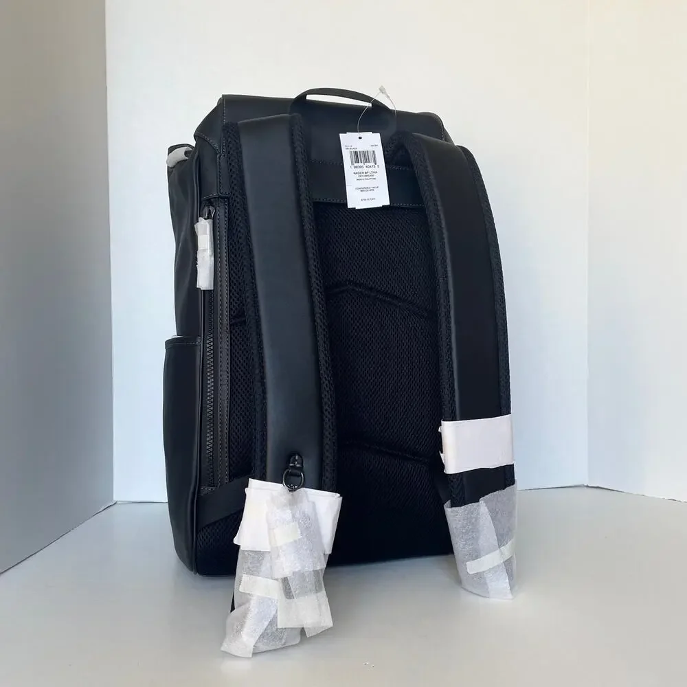 Coach Racer Backpack CU112 Large Black Calf Leather Laptop Bag